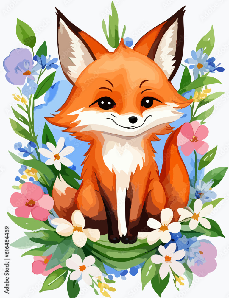 Fototapeta premium cute fox vector illustration design for t shirt design, banner, poster, sticker
