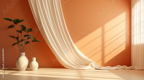 Modern and minimalist abstract background with subtle window curtain shadows, creating a calm ambiance for product presentations Generative AI © Катерина Євтехова