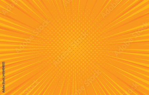 sunburst background design. orange color halftone in the middle