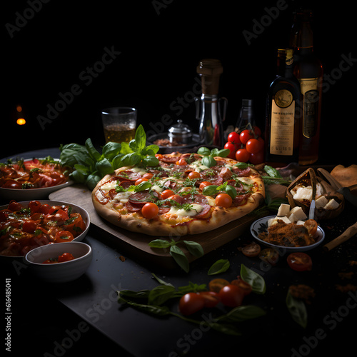 pizza and ingredients