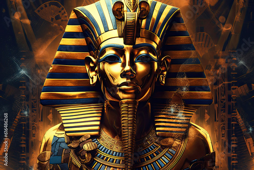 Tutankhamun pharaoh of Egypt illustration golden ancient statue ,generated ai ,generated ai