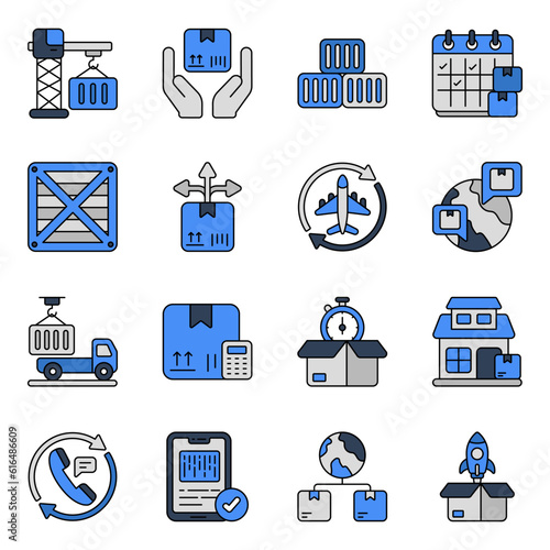 Pack of Logistic Delivery Flat Icons 