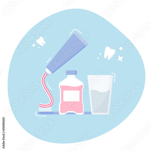 Abstract vector illustration of a dental checkup. Dental care, dental examination, clinical procedure, dentist visit. Vector illustration