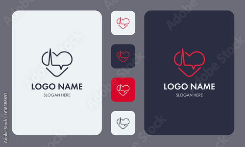 Heart logo design vector template. Cardiology Medical Healthcare Logo Concept Icon