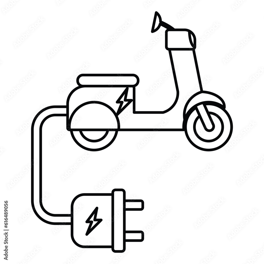 electric motorcycle outline illustration on white background doodle electric motorcycle outline illustration on white background doodle
