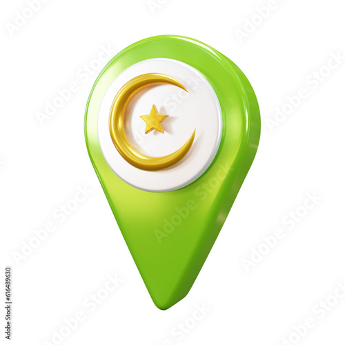 Free Download 3d ramadan islamic element rendering icon ramadan location pointer icon - GFXLoad