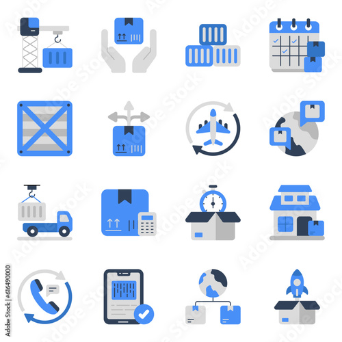 Pack of Logistic Delivery Flat Icons 

