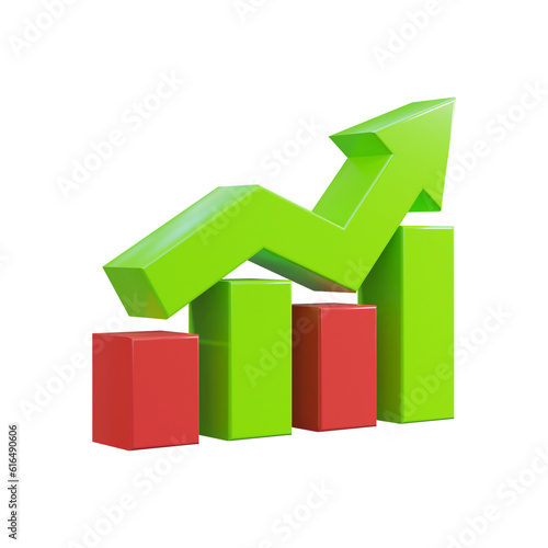 business growth up sign ui icon 3d
