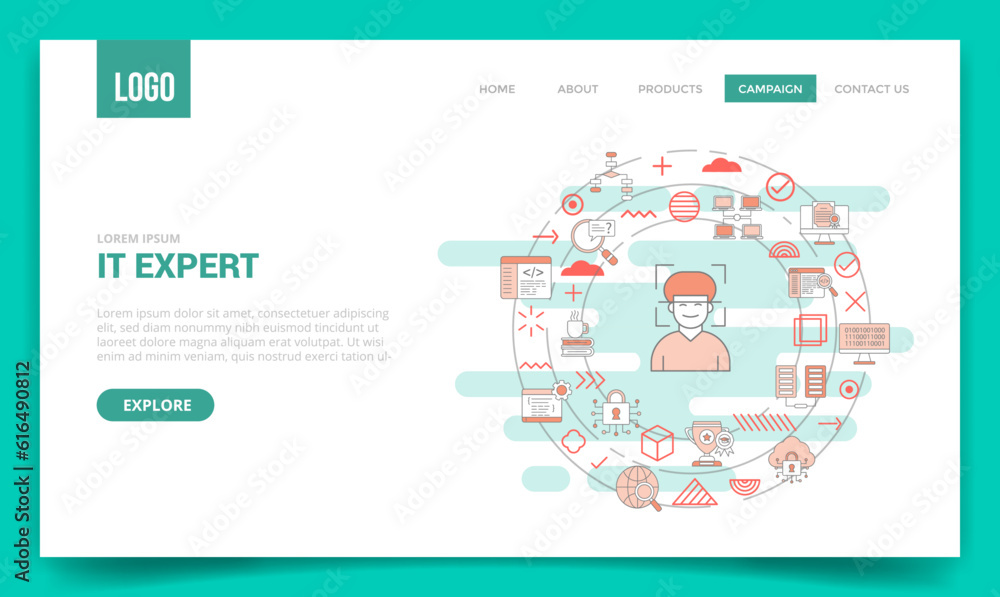 it expert concept with circle icon for website template or landing page homepage
