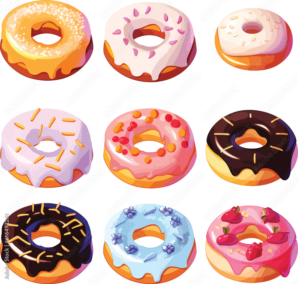 set of colorful glazed donuts generate with ai set of colorful glazed donuts generate with ai