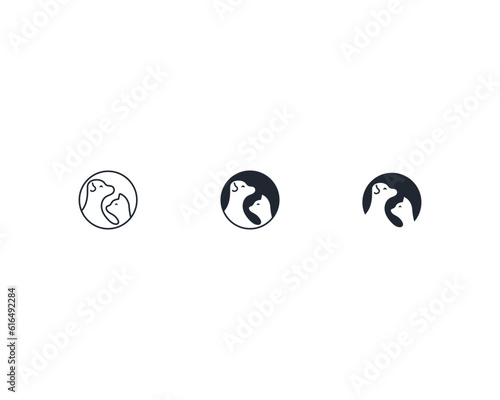 Dog and cat logo design template vector, line of pet logo design suitable for pet shop, store, cafe, business, hotel, veterinary clinic, Domestic animal vector illustration logotype, sign and symbol