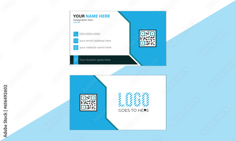 New simple and modern business card template, blue color layered design New simple and modern business card template, blue color layered design