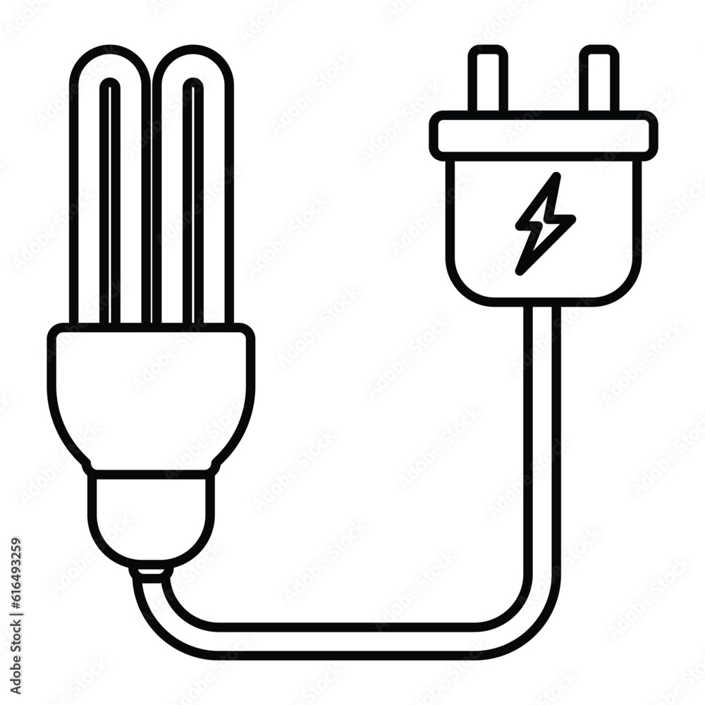 light bulb with plug outline illustration on white background doodle light bulb with plug outline illustration on white background doodle