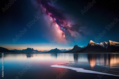 Majestic Symphony: Enchanting Aurora Dance amidst Tranquil Waters, Illuminating the Serene Beauty of an Iceberg Wonderland