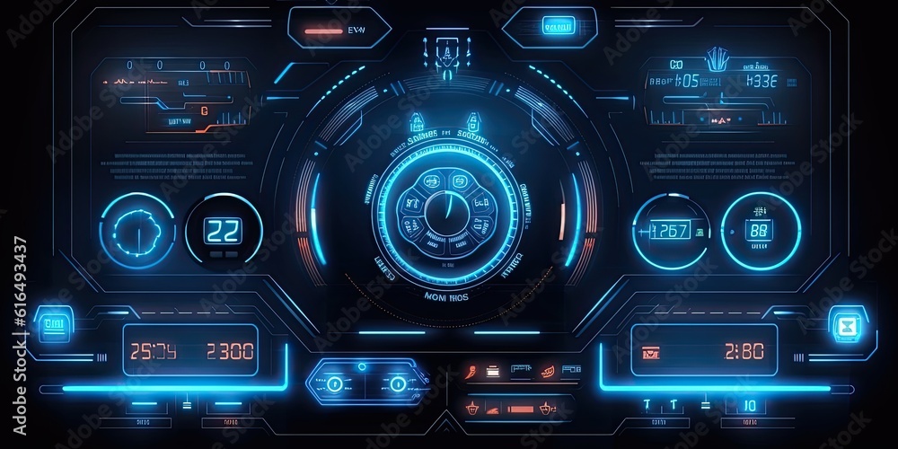 Futuristic HUD screen data hologram. Generative AI Futuristic HUD screen data hologram. Generative AI