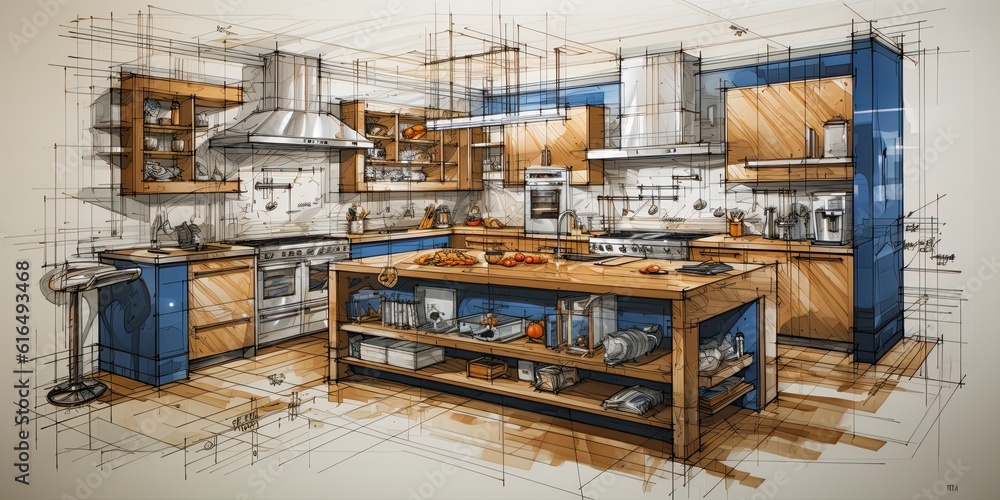 Kitchen concept design. Generative AI