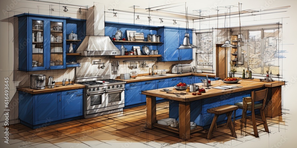 Kitchen concept design. Generative AI