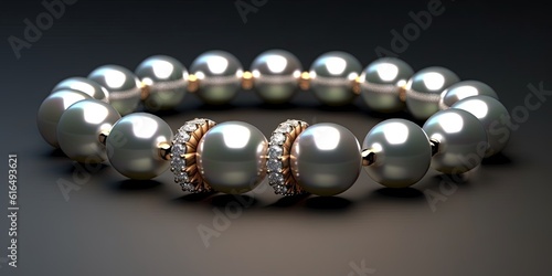Conceptual jewelery design with pearls and diamonds. Generative AI