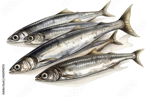 sardines isolated on white background. Generated by AI