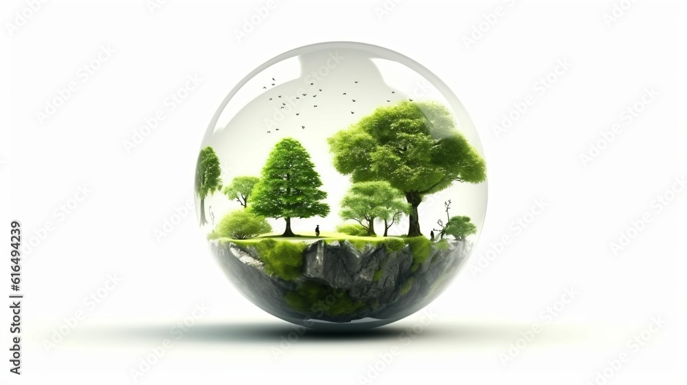 illustration sur l'importance de la nature dans l'écologie du futur, changement climatique, illustration ia générative