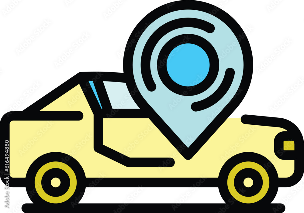 Sensor driving car icon. Outline Sensor driving car vector icon for web design isolated on white background color flat Sensor driving car icon. Outline Sensor driving car vector icon for web design isolated on white background color flat