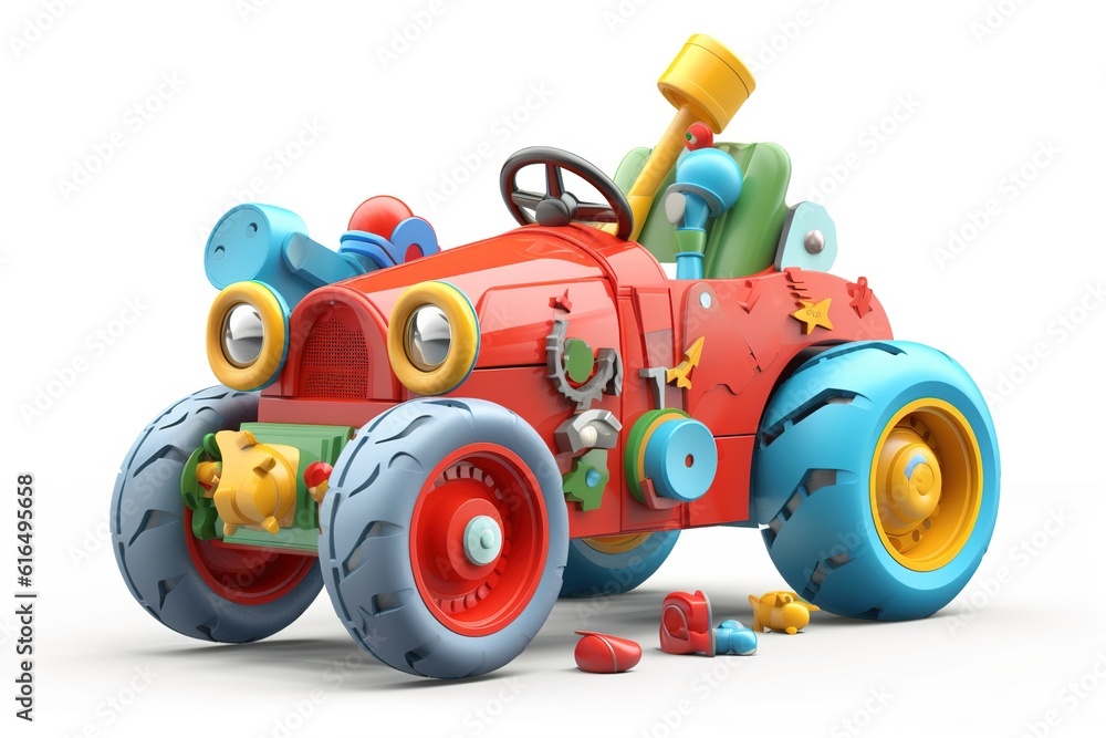toy colored car isolated on white background. Generated by AI toy colored car isolated on white background. Generated by AI