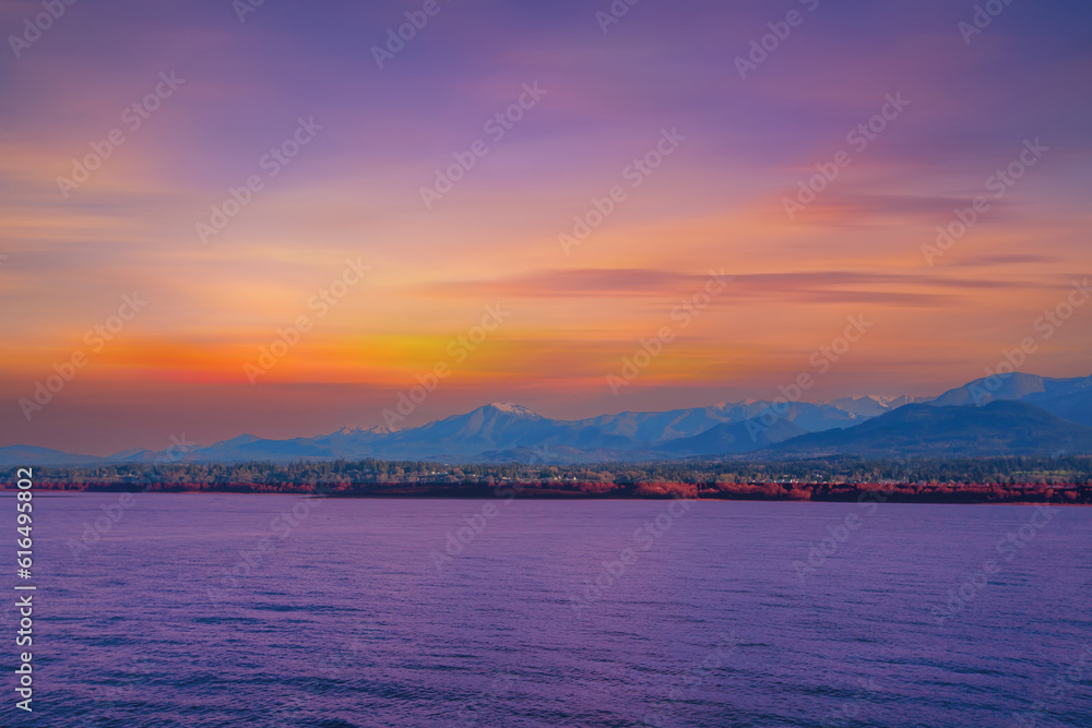 West Vancouver,  Island sunrise near Vancouver Island, BC Canada