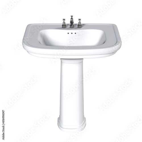 Washbasin isolated on transparent background, sink, 3D illustration, cg render 