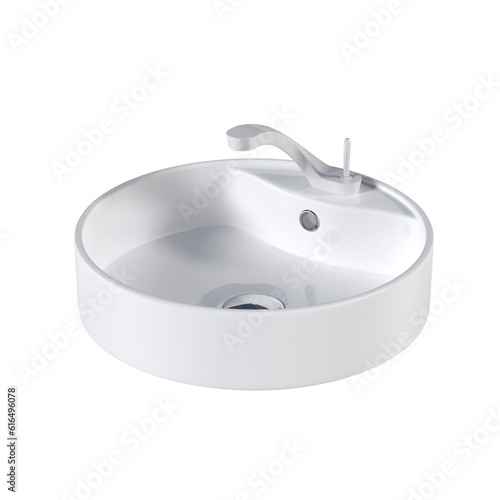 Washbasin isolated on transparent background, sink, 3D illustration, cg render
