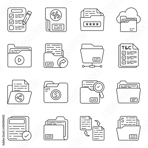 Pack of Doc Linear Icons 

