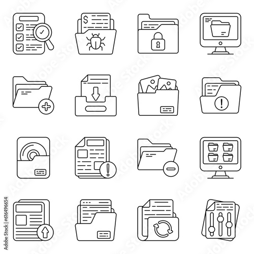 Pack of Binders Linear Icons 