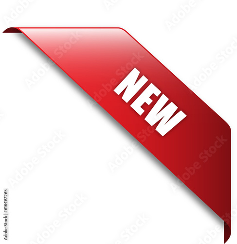 Red NEW ribbon on transparent background