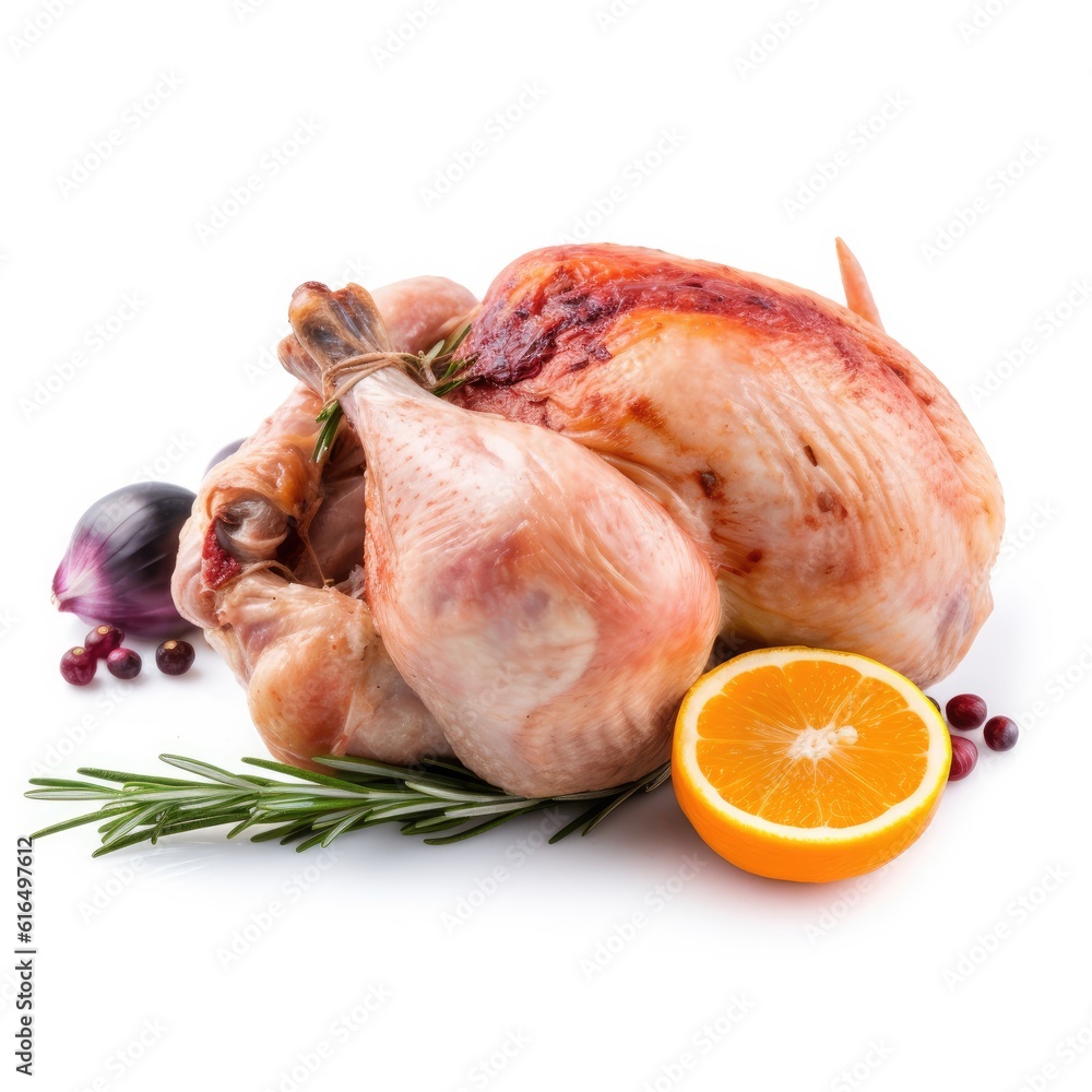 Cornish hen meat isolated on white background. Generative AI Cornish hen meat isolated on white background. Generative AI