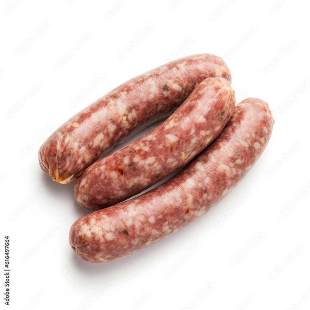 Italian sausage meat isolated on white background. Generative AI Italian sausage meat isolated on white background. Generative AI