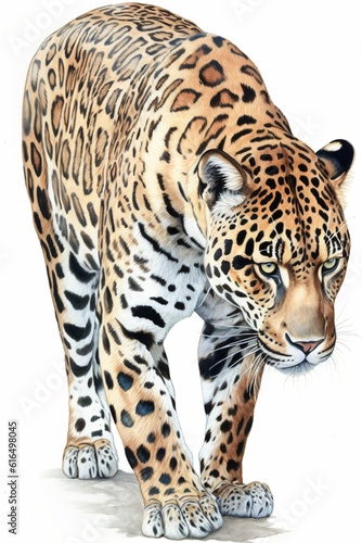 jaguar ou guépard en dessin aquarelle sur fond blanc, illustration ia générative