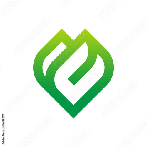 Green leaf line abstract logo vector image