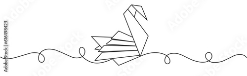 Line art vector illustration of a origami swan