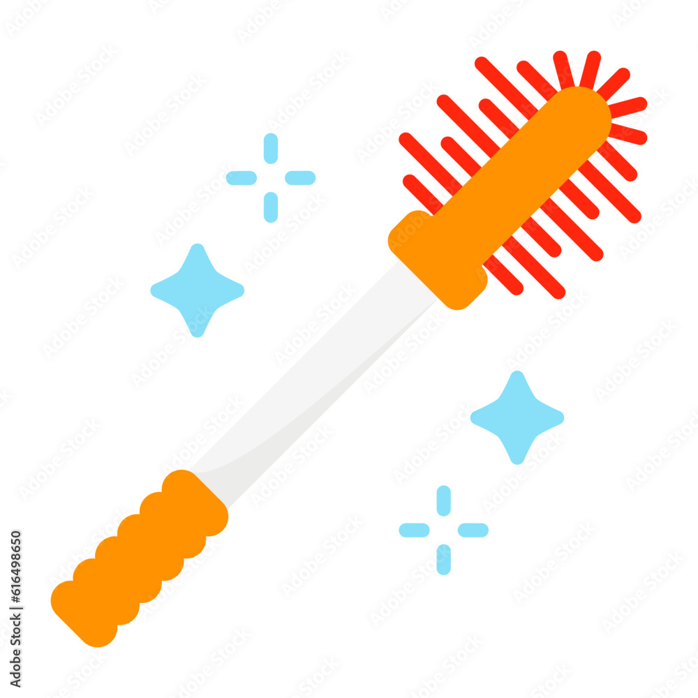 Toilet brush with glitters concept vector icon design, Housekeeping symbol, Office caretaker sign, porter or cleanser equipment stock illustration