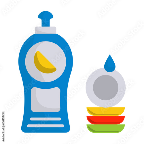Dish detergent or soap vector icon design, Housekeeping symbol, Office caretaker sign, porter or cleanser equipment stock illustration, Lemon Flavored Dishwash Liquid concept