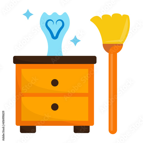 dirt cleaning with a dry microfiber brush concept vector icon design, Housekeeping symbol, Office caretaker sign, porter or cleanser equipment stock illustration