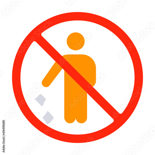 Do Not Throw Garbage at public spaces concept vector icon design, Housekeeping symbol, Office caretaker sign, porter or cleanser equipment stock illustration