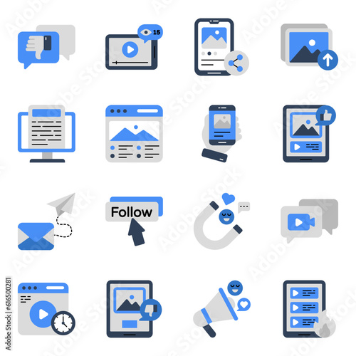 Set of Social Community flat Icons

