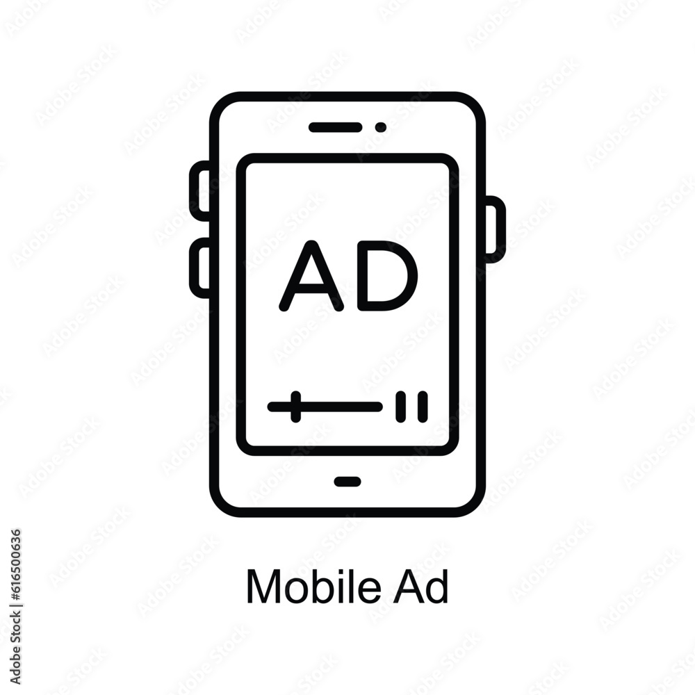 Mobile Ad Outline Icon Design illustration. Digital Marketing Symbol on White background EPS 10 File Mobile Ad Outline Icon Design illustration. Digital Marketing Symbol on White background EPS 10 File