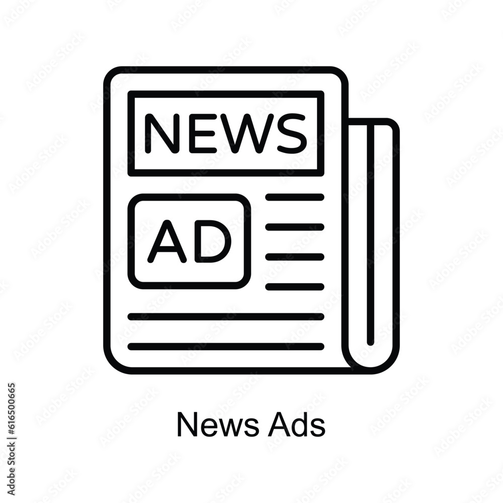 News Ads Outline Icon Design illustration. Digital Marketing Symbol on White background EPS 10 File News Ads Outline Icon Design illustration. Digital Marketing Symbol on White background EPS 10 File