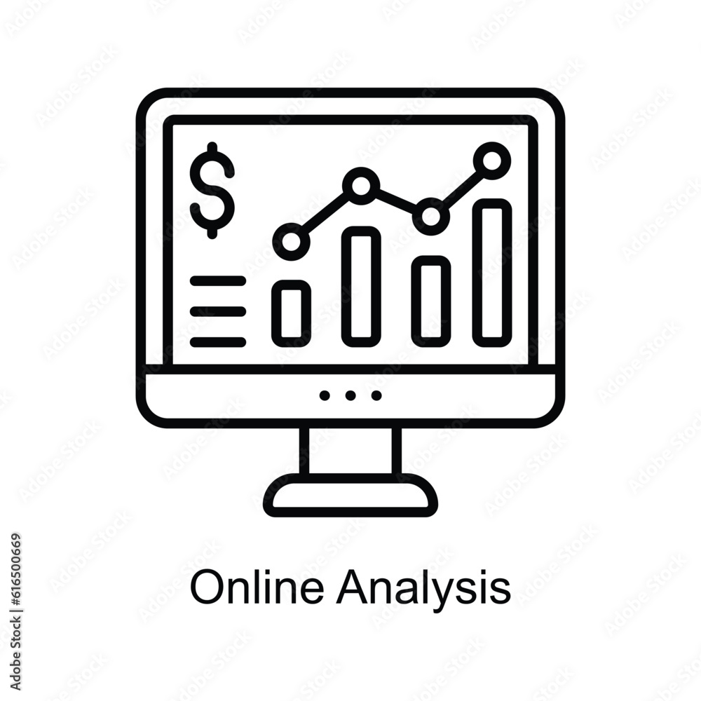 Online Analysis Outline Icon Design illustration. Digital Marketing Symbol on White background EPS 10 File Online Analysis Outline Icon Design illustration. Digital Marketing Symbol on White background EPS 10 File