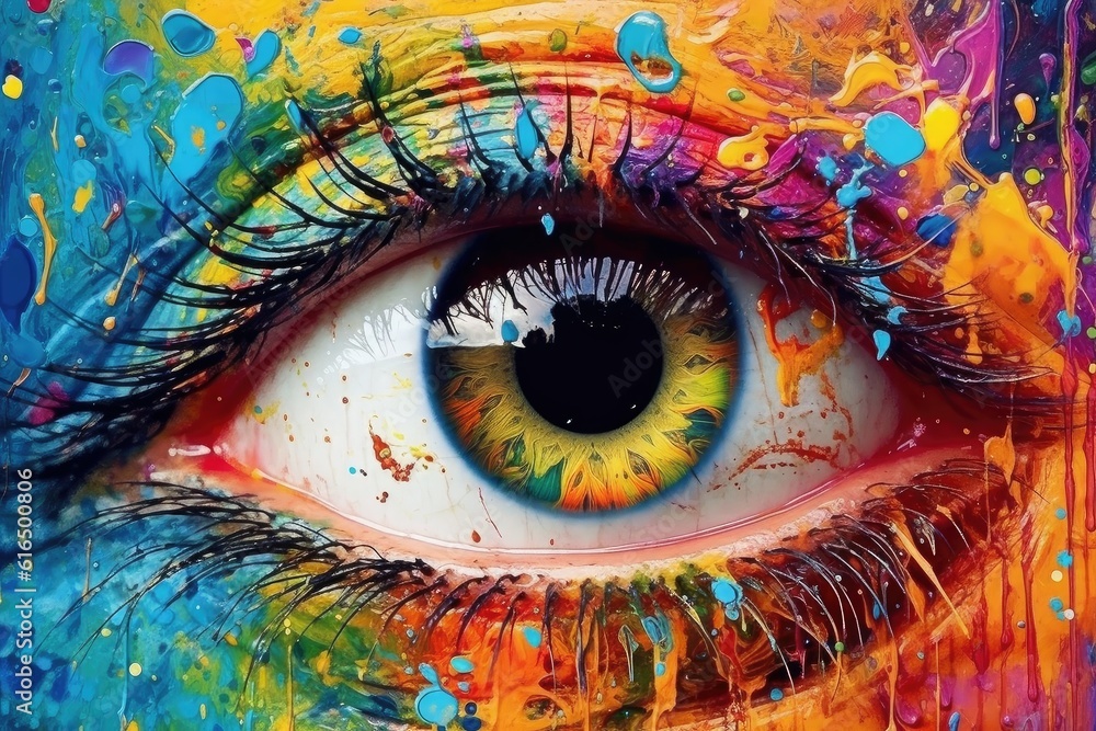 eye delicately painted in a mesmerizing array of colors