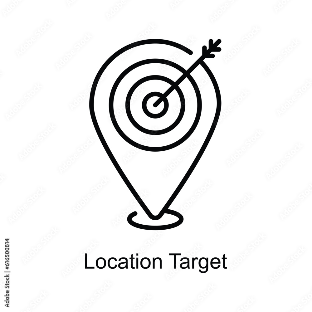 Location Target Outline Icon Design illustration. Digital Marketing Symbol on White background EPS 10 File