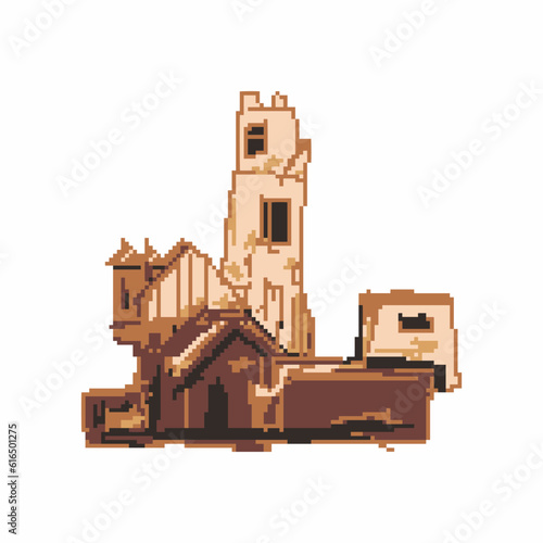 Medieval castle in pixel art style