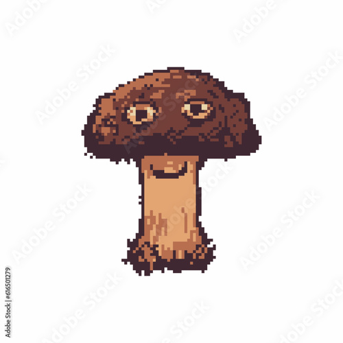 Mushroom with eyes in pixel art style
