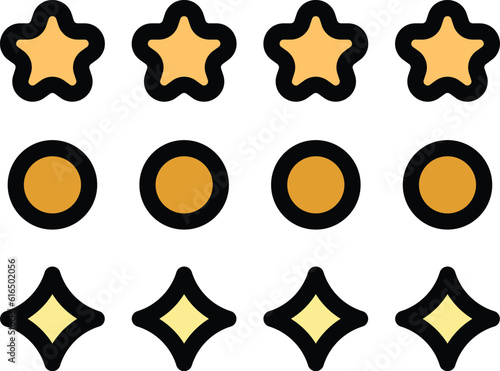 Perfectionism stars icon. Outline Perfectionism stars vector icon for web design isolated on white background color flat